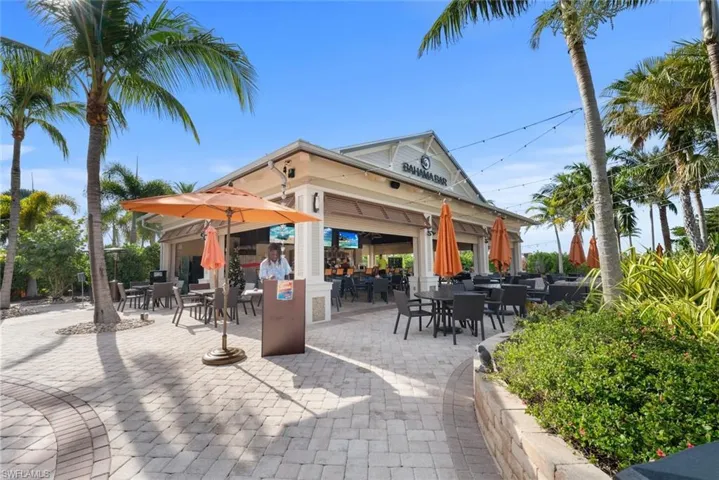 Outdoor poolside dining