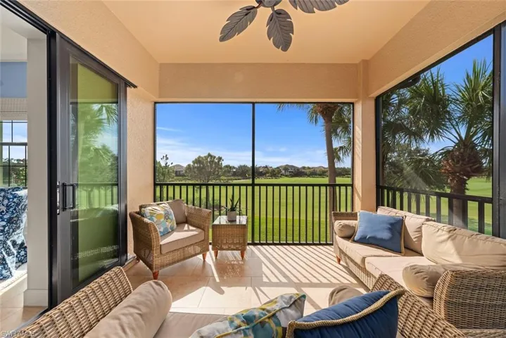 Screened in lanai overlooking the golf course - SW rear exposure