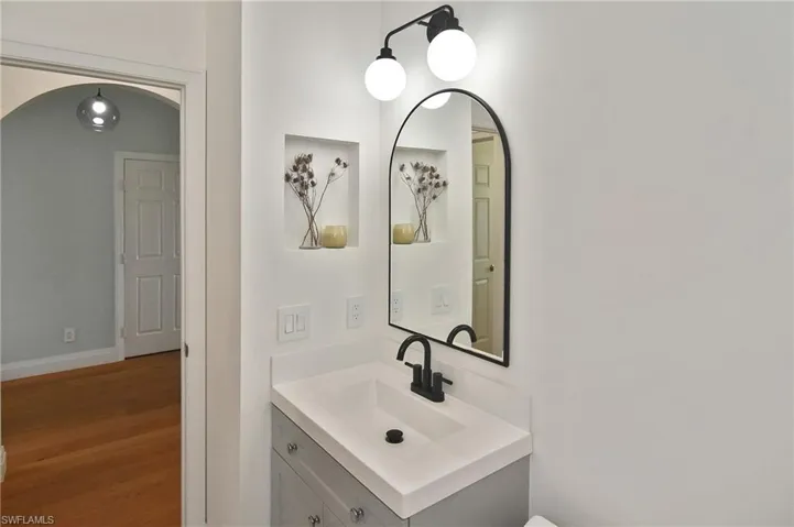 The Guest Bath is located just off of the hall between both Guest Bedrooms