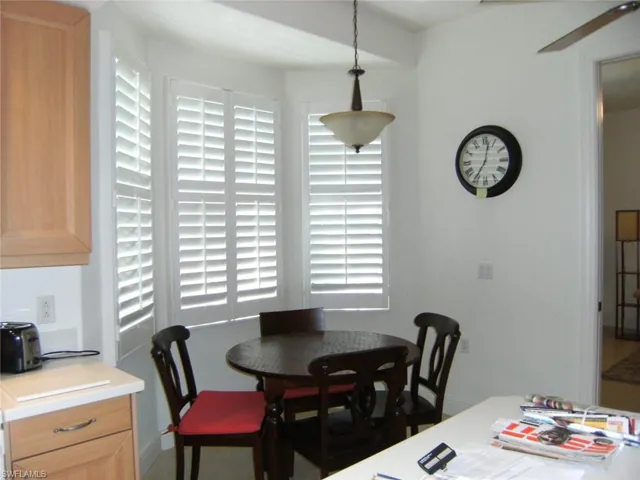 Dining room with a ceiling fan