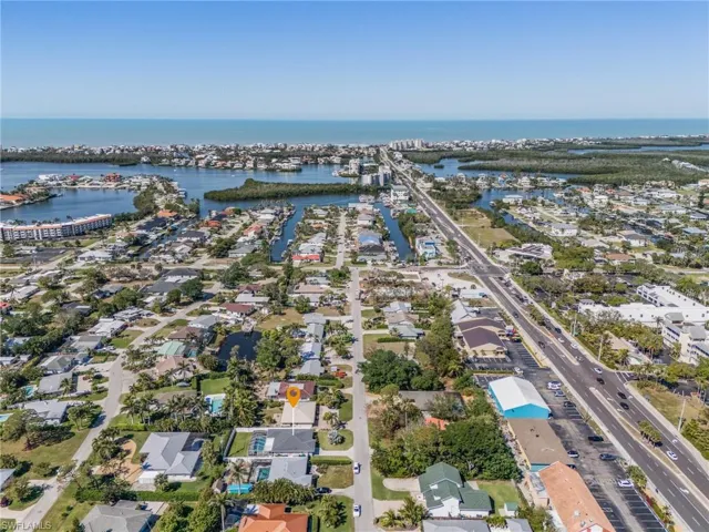 Aerial view showing how close the home is to beautiful Bonita Beach.