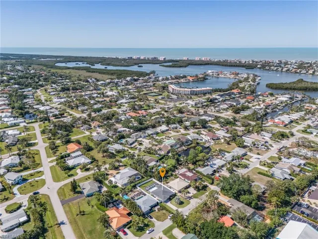 Bird's eye view showing the proximity of the home to the Gulf of America.