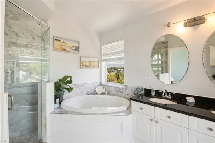 Following a day soaking in the Florida sun, you can take a shower or soak in the bathtub.