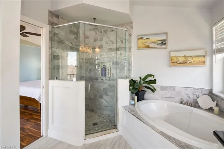 Updated shower with lots of space.