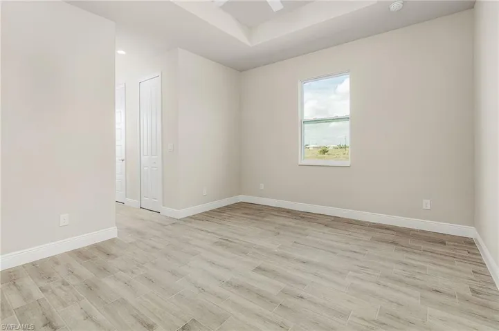 Empty room with light hardwood / wood-style flooring. Finishes may vary, pictures for illustration purposes only