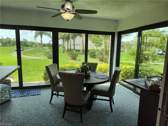 Sunroom with ceiling fan