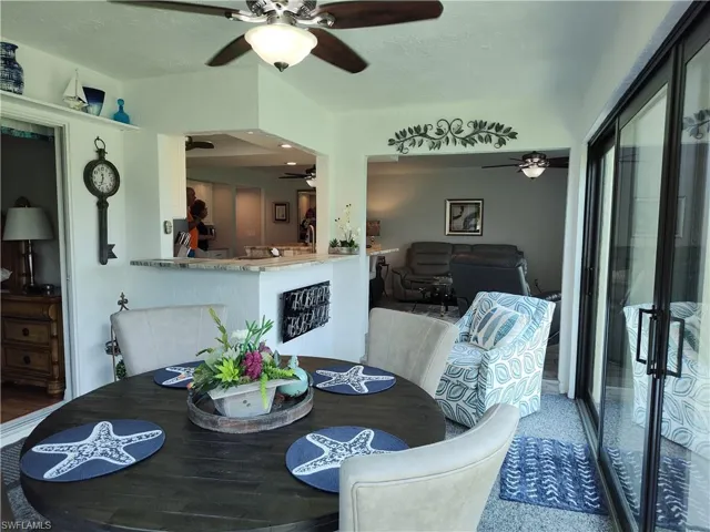 Dining room featuring ceiling fan