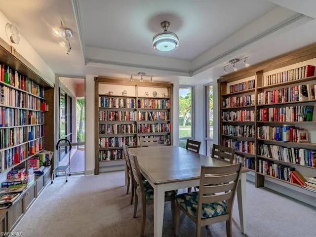 Living area with bookshelves