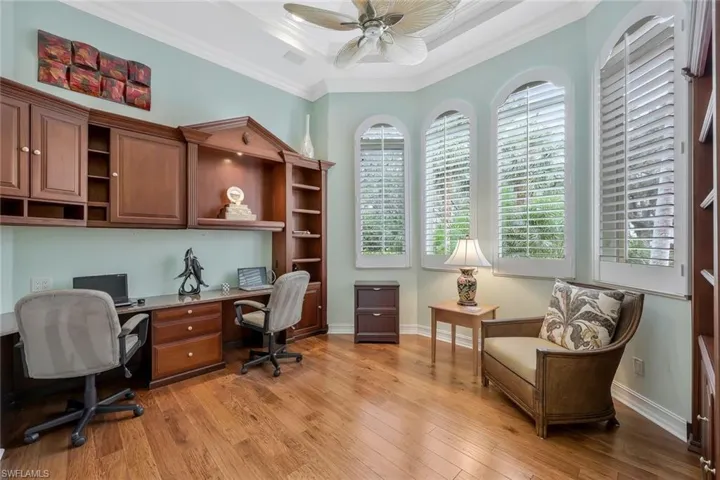 Library w. Wood Floor & Custom Wood Built-Ins