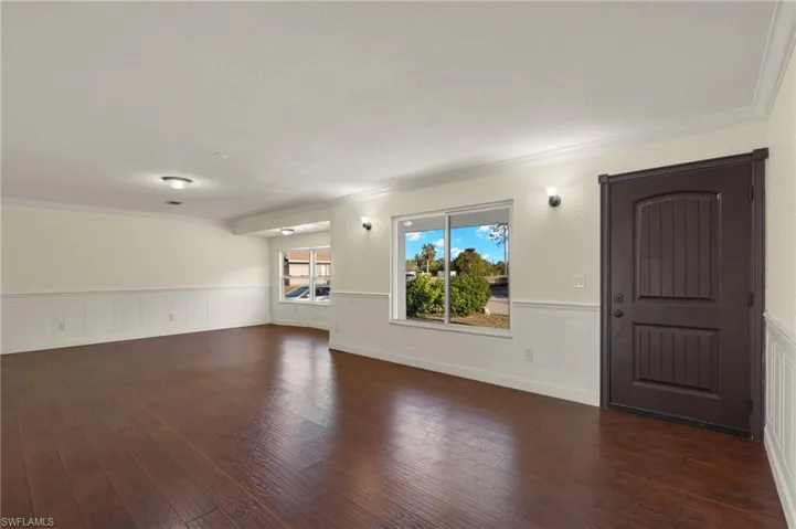 Front door and living room