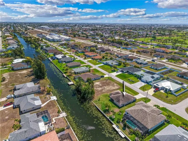 Aerial perspective of suburban area