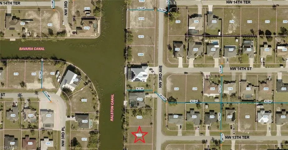 Aerial view of property's location featuring property boundaries highlighted