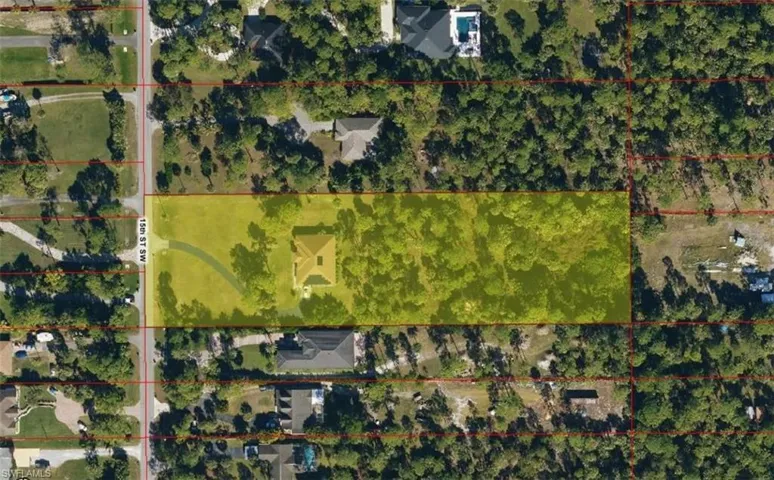 Aerial overview of property's location featuring property parcel outlined