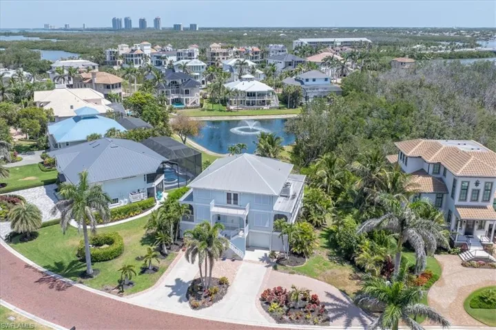 Aerial of the front of the property.