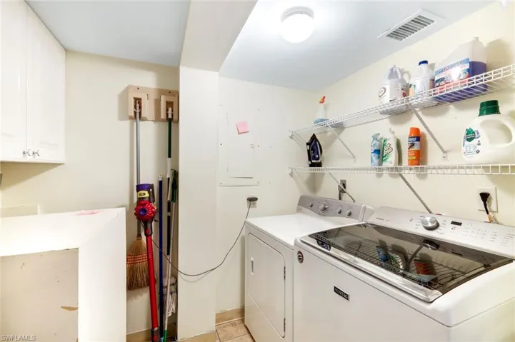 Laundry area featuring washing machine and clothes dryer and electric panel