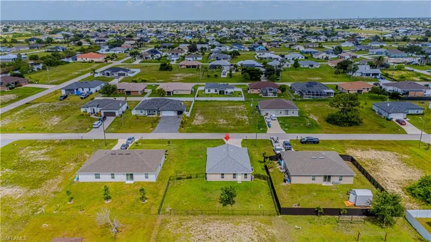 Aerial perspective of suburban area