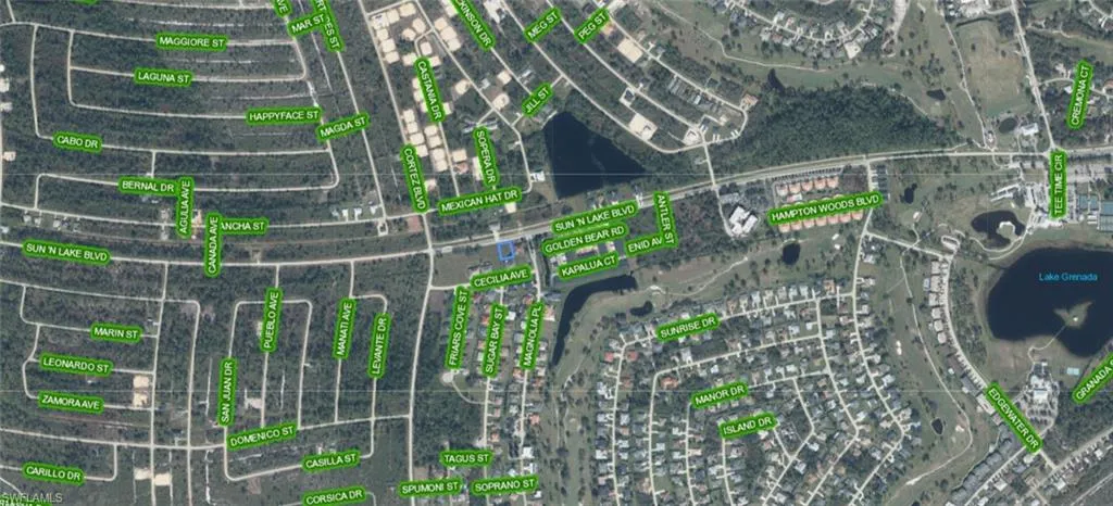 Aerial Map. Displaying the spatial arrangement of roads and properties within a defined area