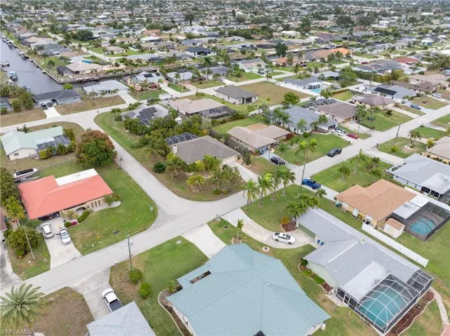 Aerial perspective of suburban area