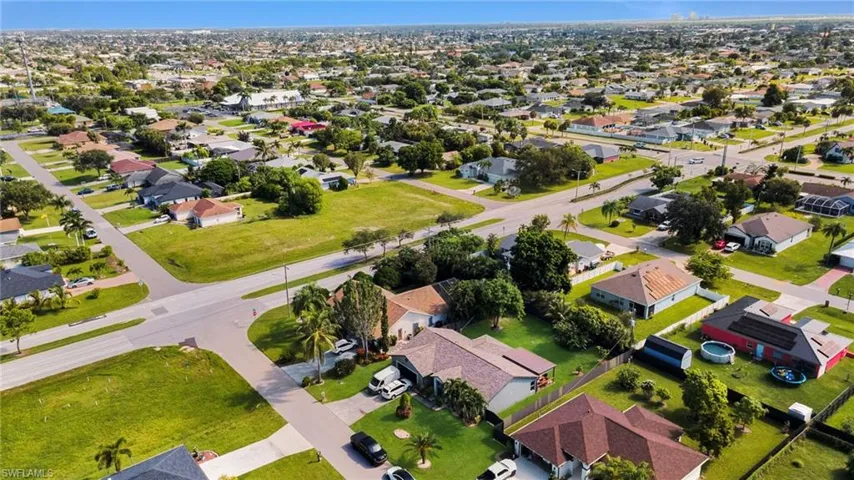 Aerial perspective of suburban area