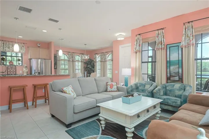 View of tiled living room