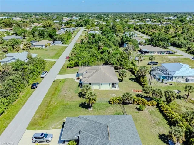 Aerial perspective of suburban area