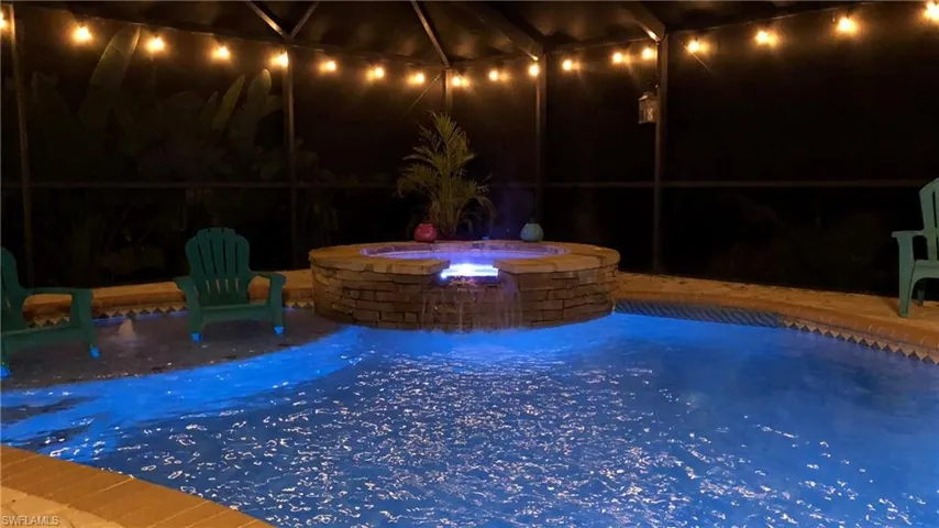 Night view of pool.