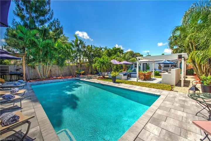 View of patio featuring a fenced in pool