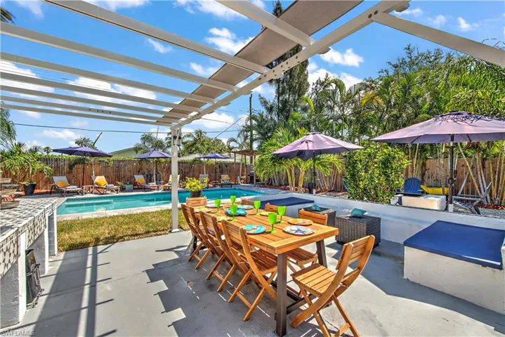 View of patio with a pergola