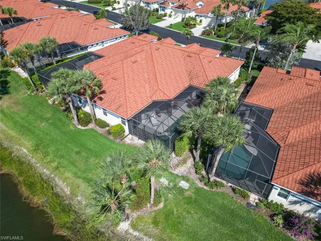 Bird's eye view with a water view and a residential view