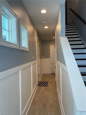 Hall from garage to elevator and stairs.