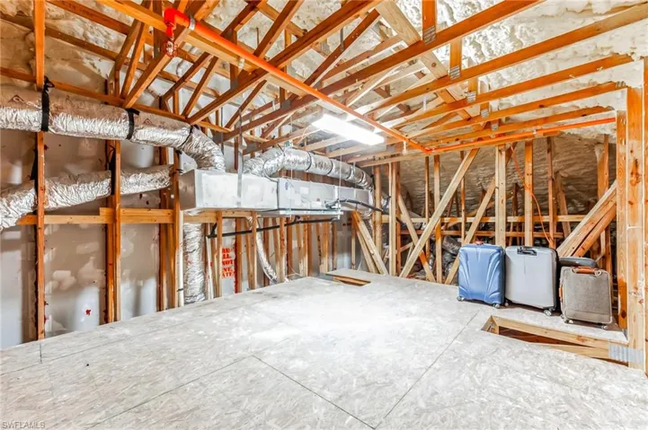 Huge, stand-up attic; stays cool.