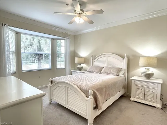 Master Bedroom with fan & crown molding