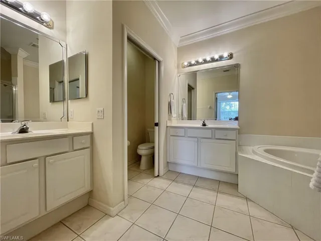 Master bathroom with crown  molding