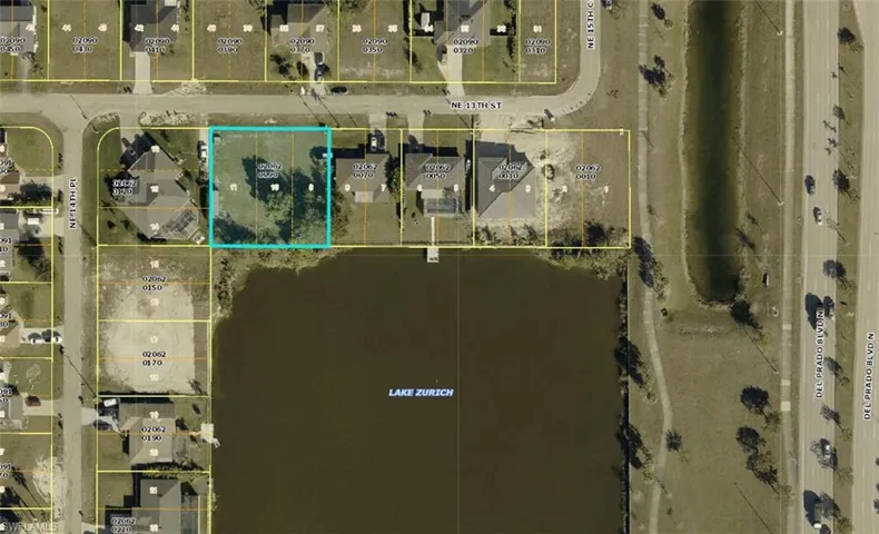 Aerial view of property's location with property boundaries highlighted