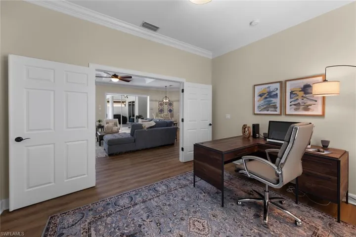 French door entry to office/den