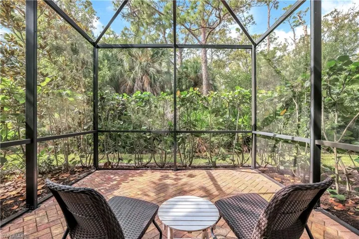 Peaceful patio/screened lanai with peaceful, serene preserve view
