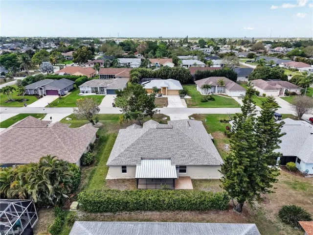 Aerial perspective of suburban area
