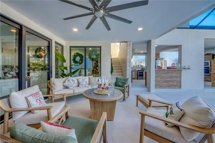 Sunroom with wine cooler