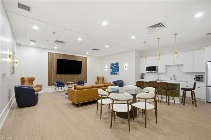 Dining space featuring light wood-type flooring