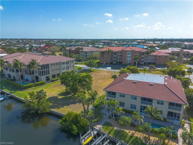 Bird's eye view of a nearby body of water