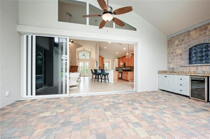 Spacious Outdoor patio area with Built in Beverage Refrigerator, Counter and Cabinet Space