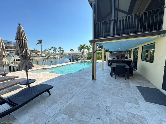 View of swimming pool featuring a patio area and a water view