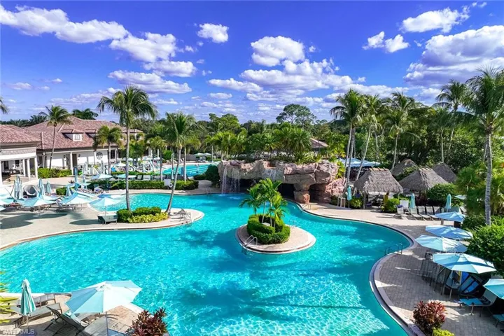 Community pool featuring a patio area