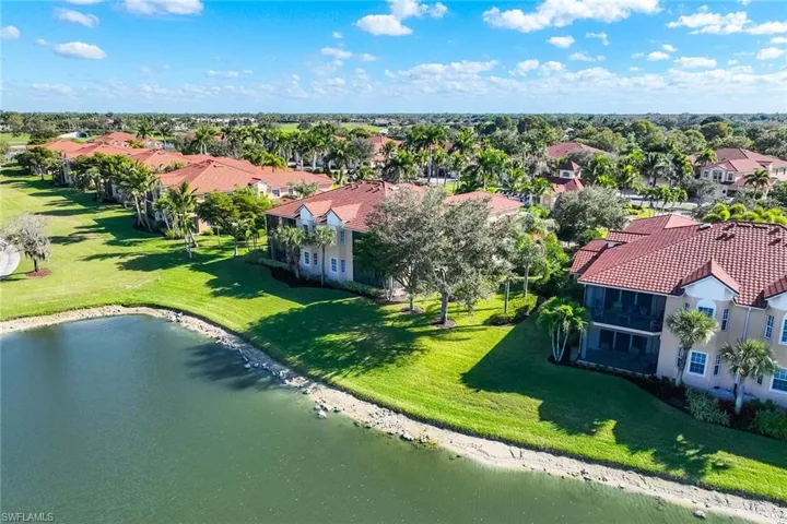 View from above of property with a nearby body of water