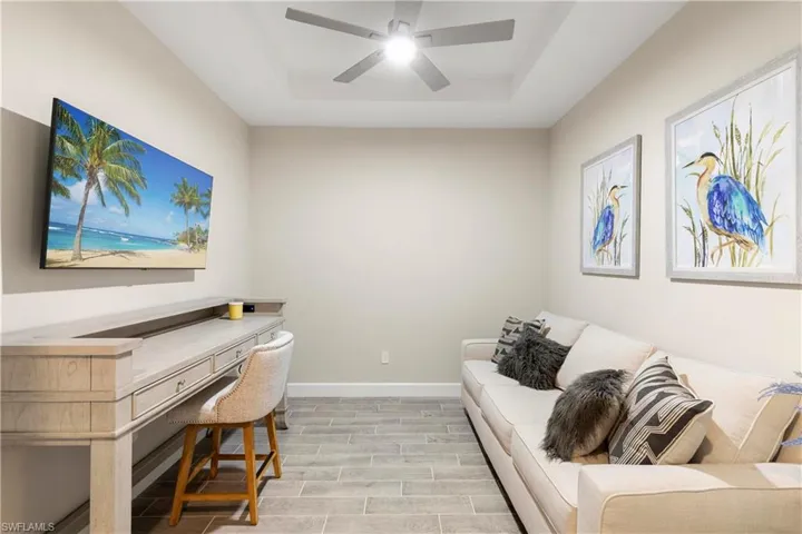Den with pocket doors