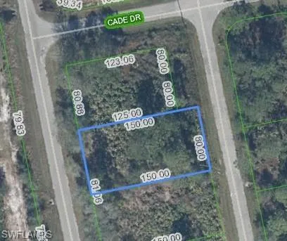 Aerial view of property's location with property boundaries highlighted