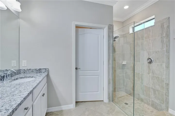 Large glass walk in shower