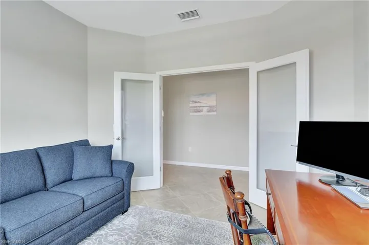Glass doors into den
