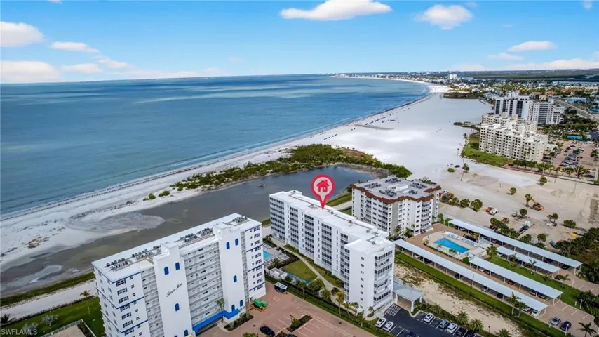 Aerial view of building and Gulf of Mexico. - Virtually Edited Image