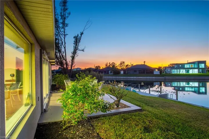 View of yard at dusk